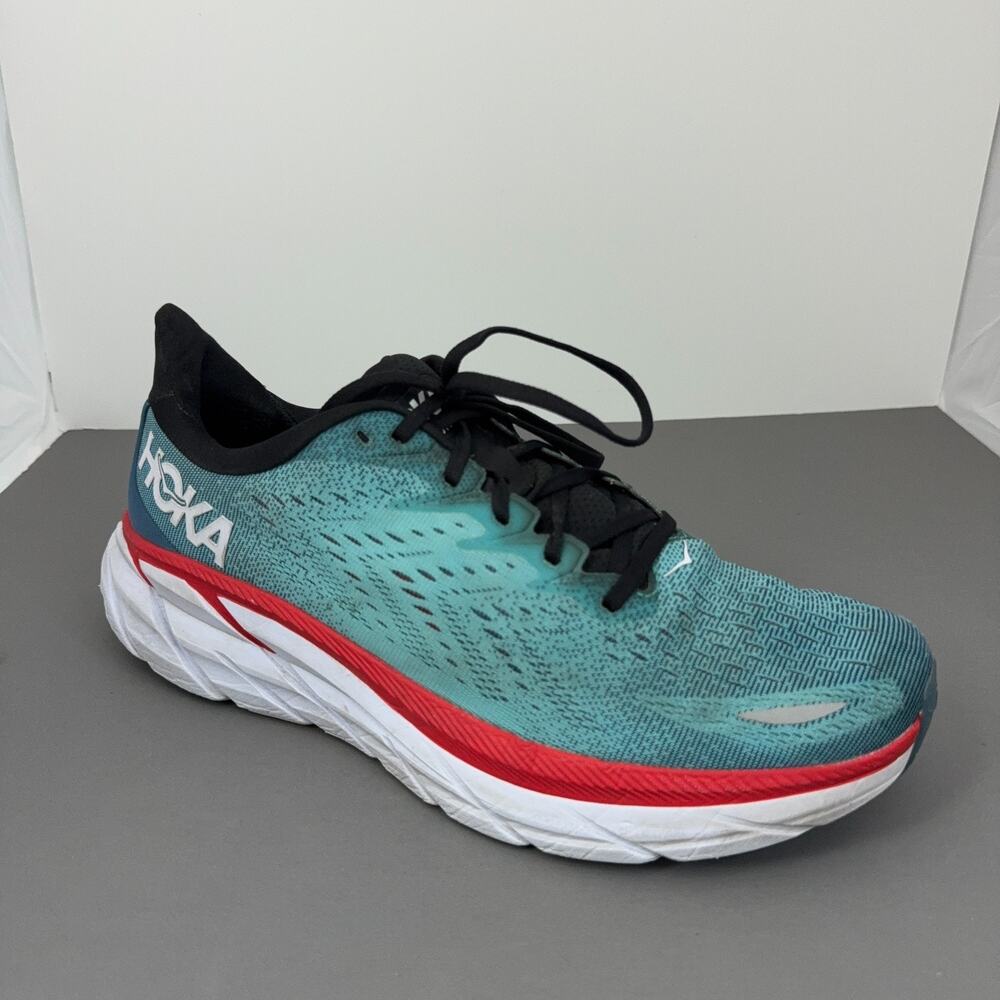 Hoka Clifton 8 Running Shoes Mens 11.5 D Real Teal Aquarelle 1119393 RTAR